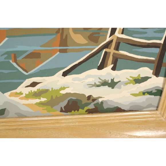 Vintage Paint By Number, "Mill Pond" Craft Master NA 3051-62 Finished PBN Winter - Picture 3 of 4